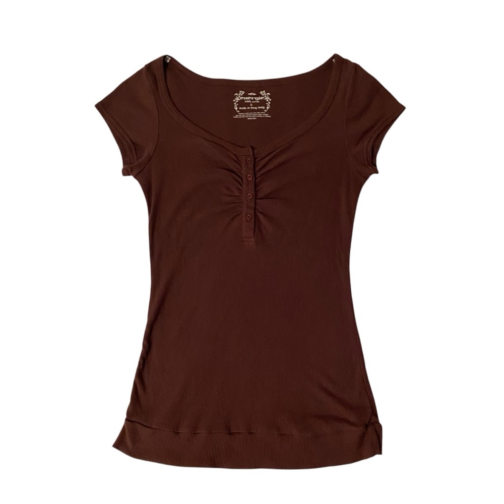 Brown Y2K babydoll Bella Swan top